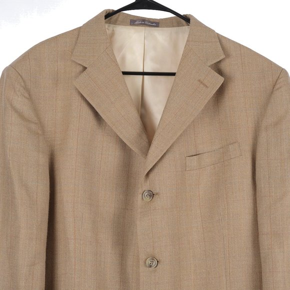 Oscar De La Renta Silk Wool Tan Sport Coat 46R - Picture 3 of 8